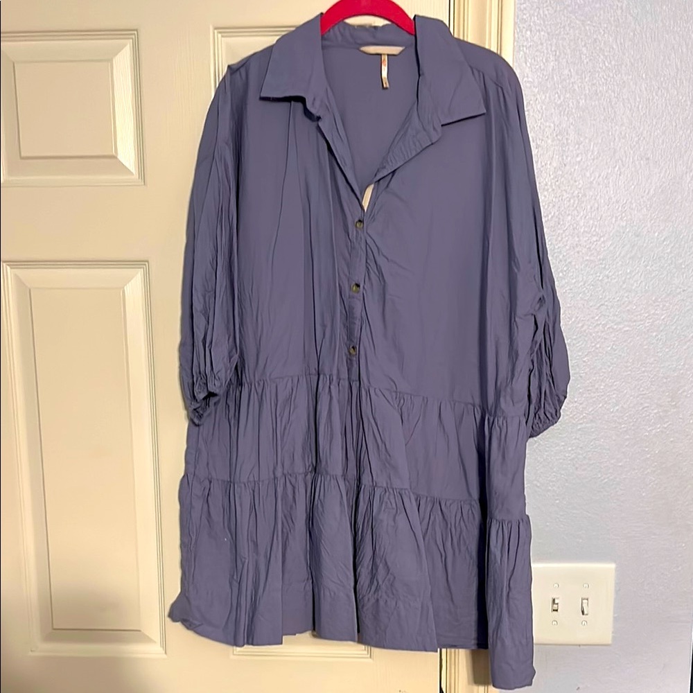 Free People Purple Button-Tiered Dress Sz M lavender